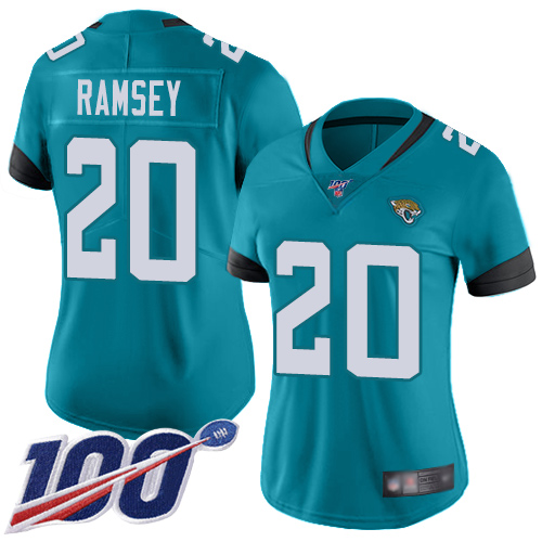 Nike Jacksonville Jaguars #20 Jalen Ramsey Teal Green Alternate Women Stitched NFL 100th Season Vapor Limited Jersey